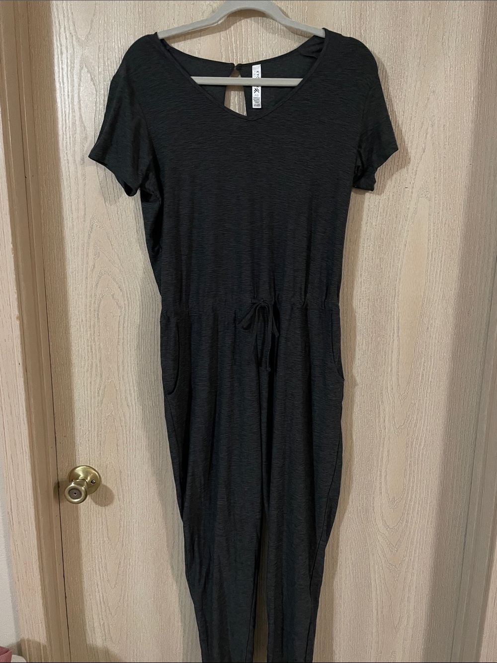 Kyodan Black Short-Sleeve Jumpsuit with Drawstring Waist